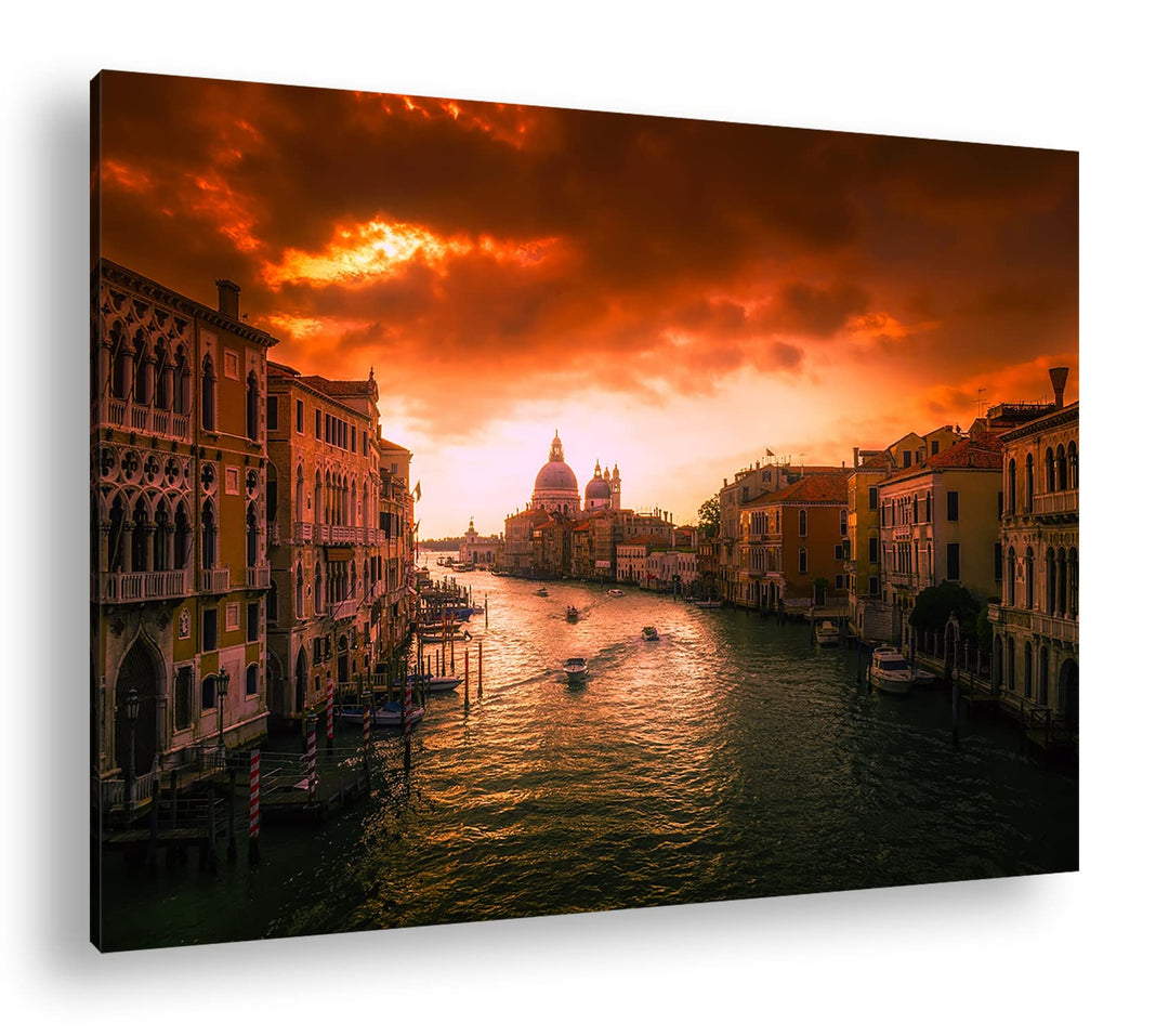 deyoli Flusslauf in Venedig Format:90x60 cm als Leinwandbild, Motiv fertig gerahmt auf Echtholzrahme