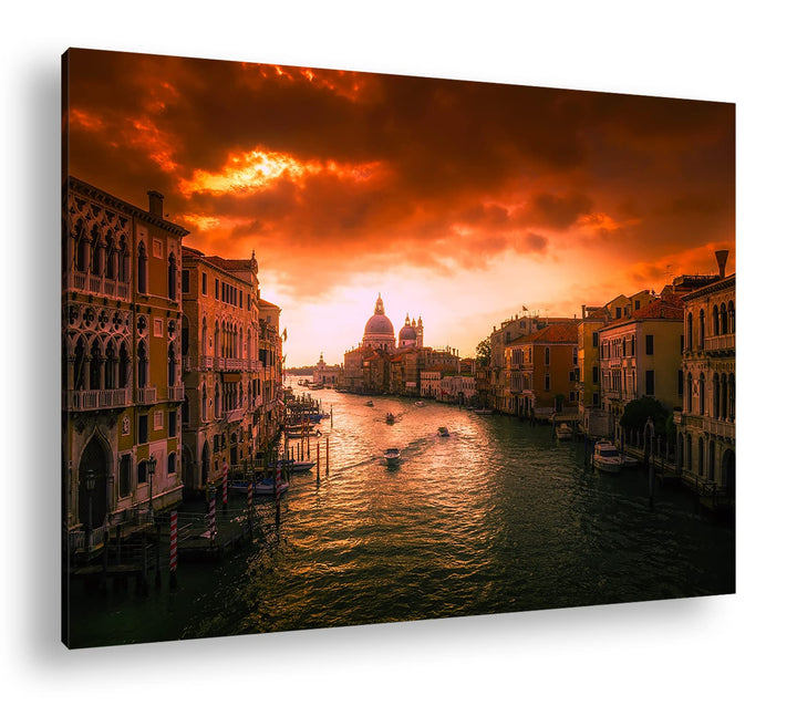deyoli Flusslauf in Venedig Format:90x60 cm als Leinwandbild, Motiv fertig gerahmt auf Echtholzrahme
