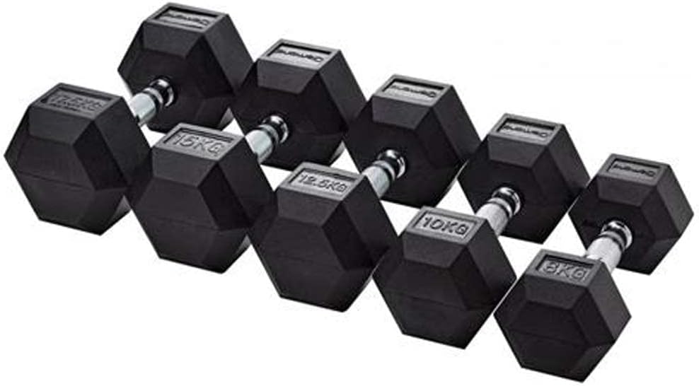 G5 HT SPORT Professionelle gummierte sechseckige Hantel von 1 bis 50 kg | Gewichtheben im Fitnessstu