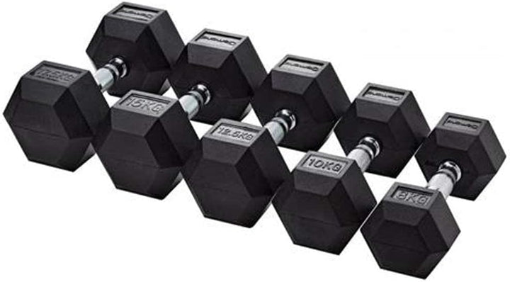 G5 HT SPORT Professionelle gummierte sechseckige Hantel von 1 bis 50 kg | Gewichtheben im Fitnessstu