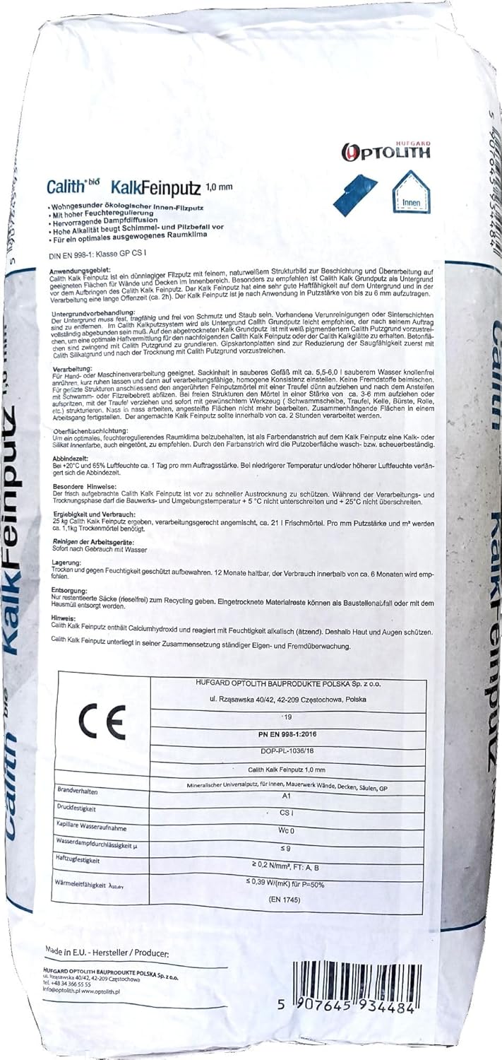 25 kg Calith® Kalkfeinputz Körnung 1,0 mm Kalkputz Putzmörtel