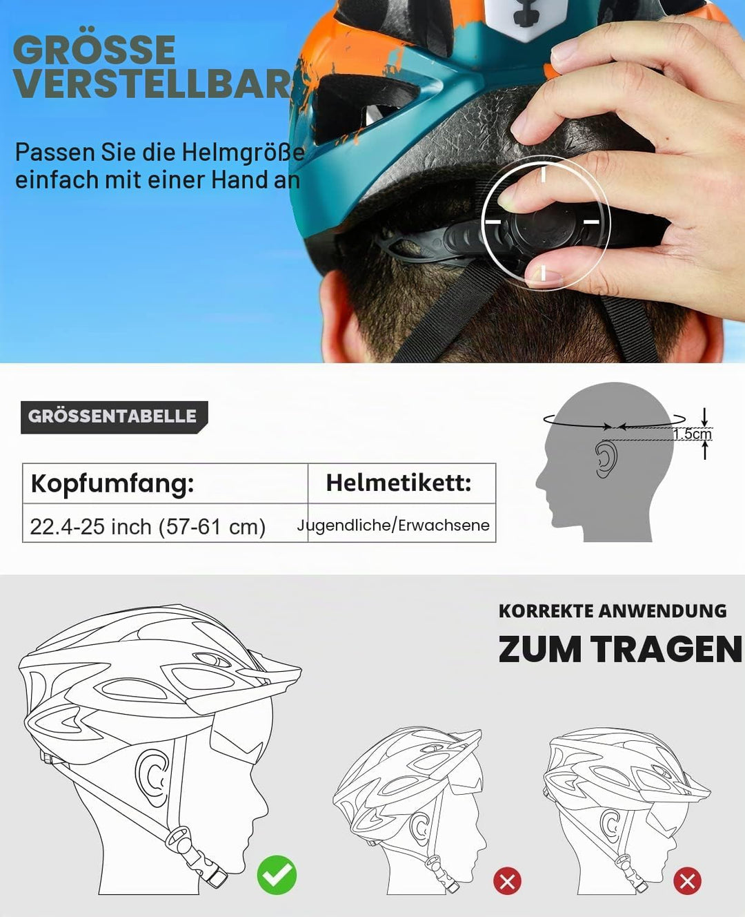 RaMokey Fahrradhelm mit Licht für hohe Sicherheit - Urban Helm, Fahrradhelm für Herren Damen mit Abn