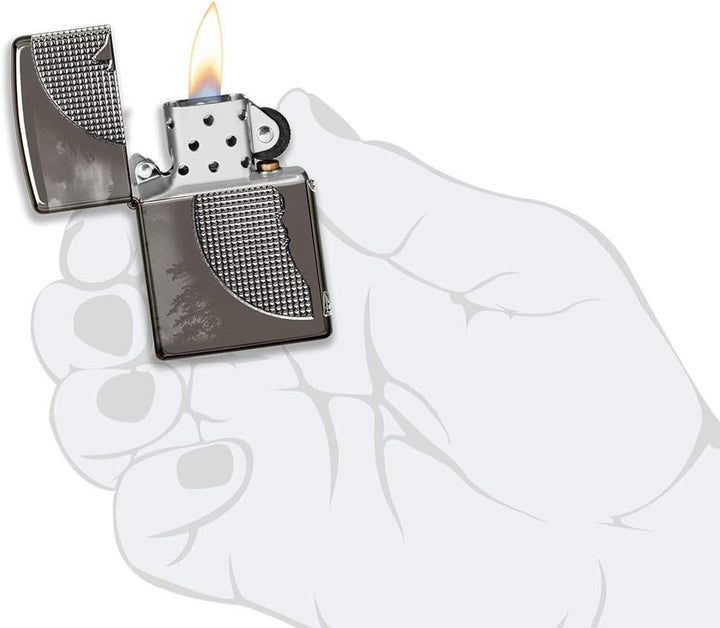Zippo Wolf Feuerzeuge Armor Black Ice Wolf Moon Design, Armor Black Ice Wolf Moon Design