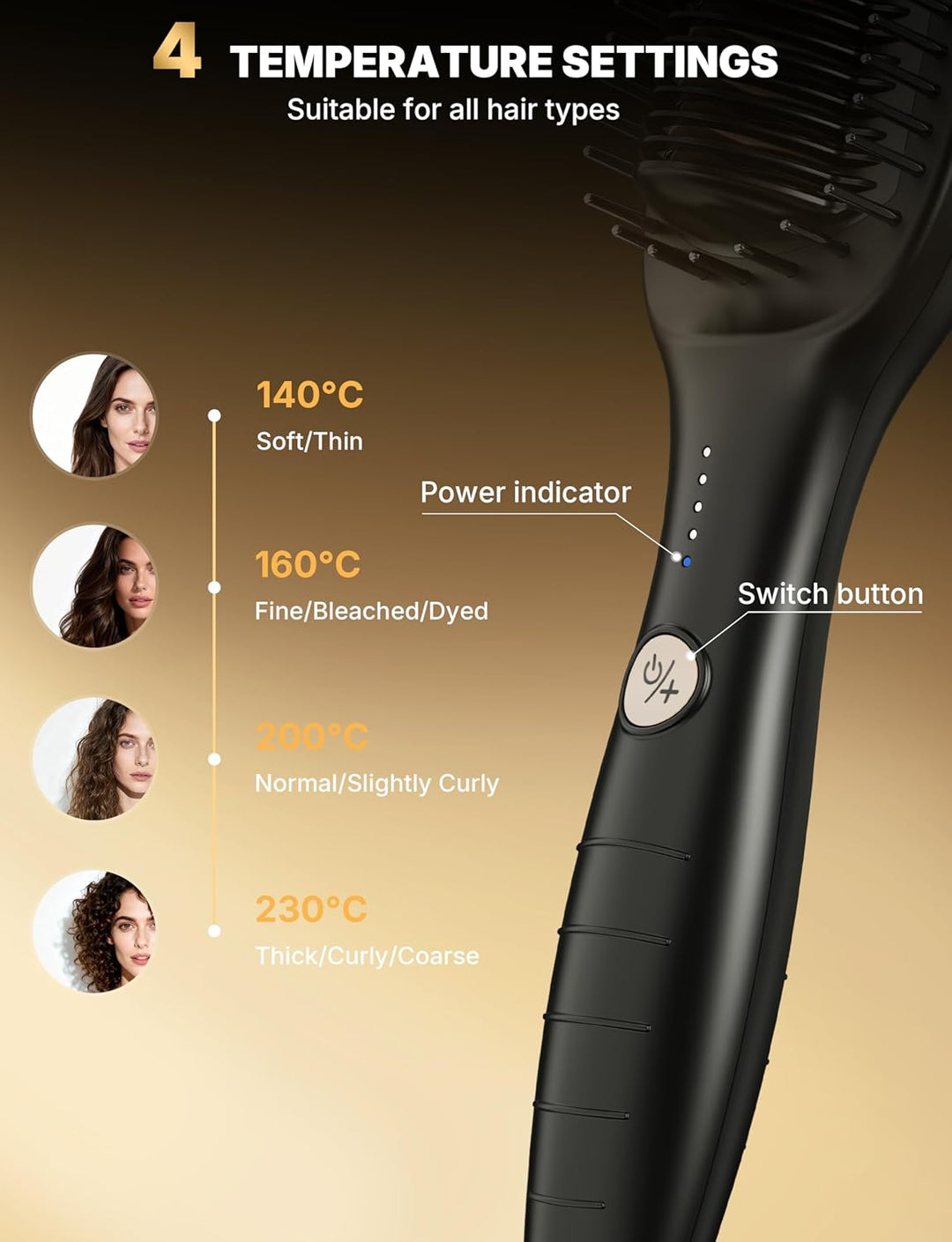Glättbürste Breit Glätteisen Breit Extra 51mm, Glättungsbürste & Haarglätter Professioneller 2 in 1,