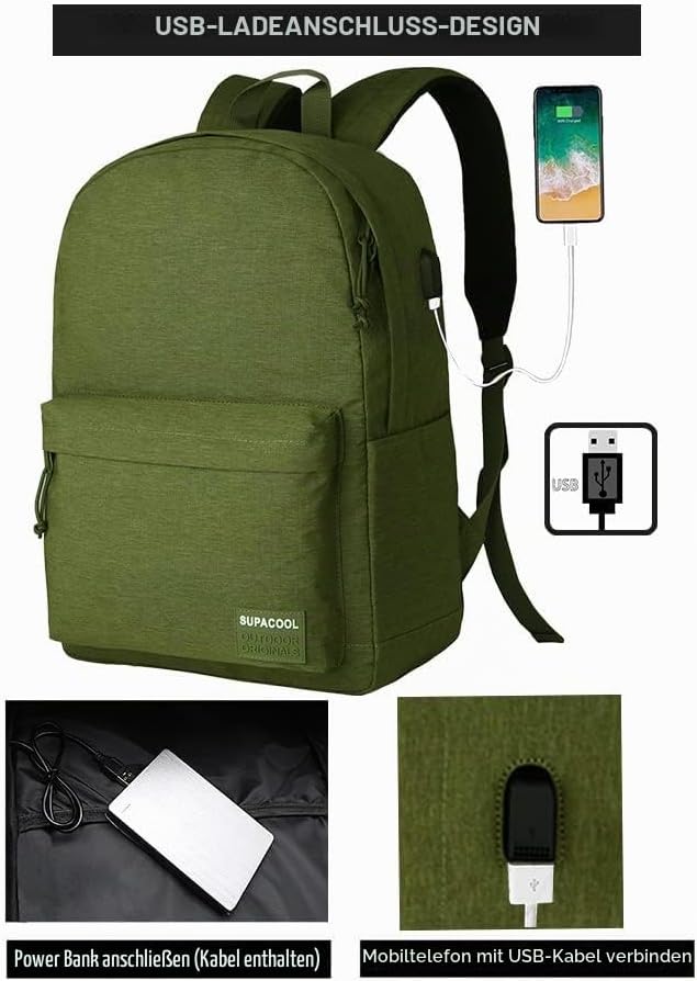 SUPACOOL Leichter Casual Laptop Rucksack mit Laptop Fach 15,6 Zoll für Männer und Frauen, Rucksack f