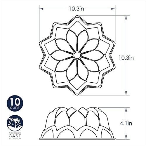 NordicWare Vintage Star Cake Pan, Aluminium, Silber, 25,4 x 25,4 x 12,7 cm, 1 Einheiten