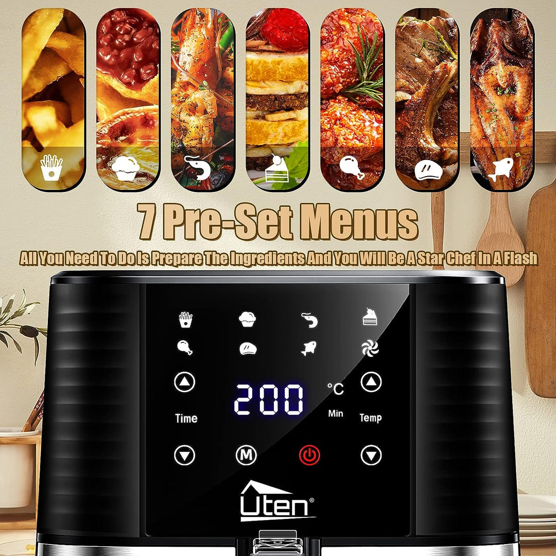 Heissluftfritteuse, Uten 5,5L Airfryer XXL Heissluftfriteuse mit digitalem LED-Touchscreen, 7 Progra
