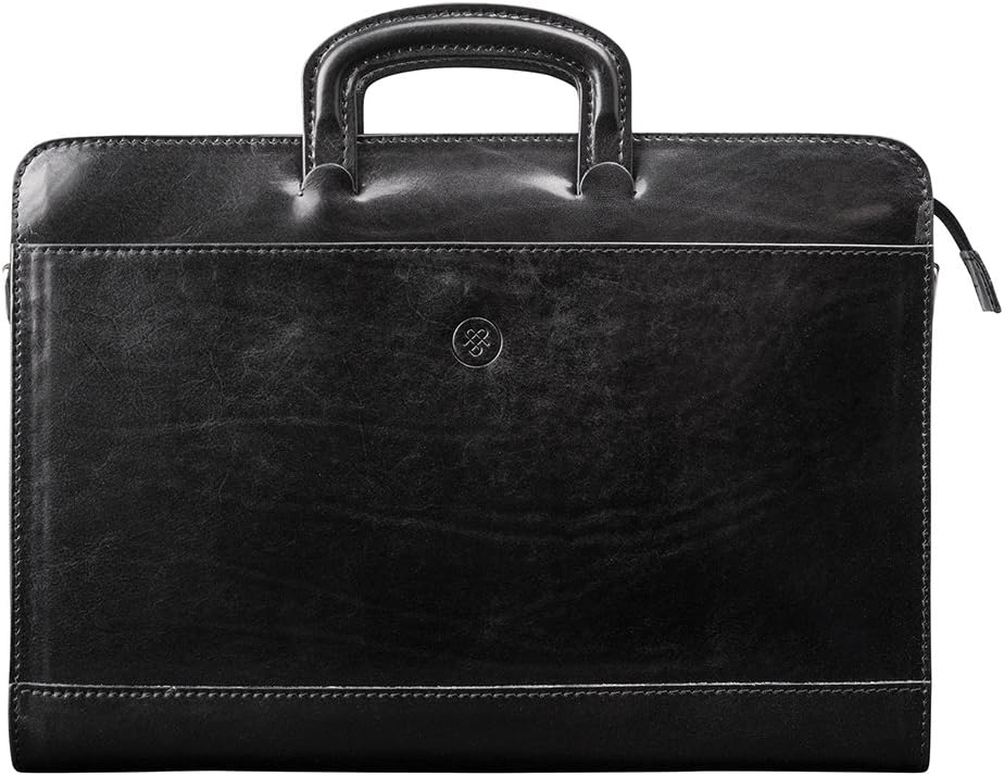Maxwell Scott Hochwertige Leder Dokumententasche Barolo in Schwarz, Schwarz