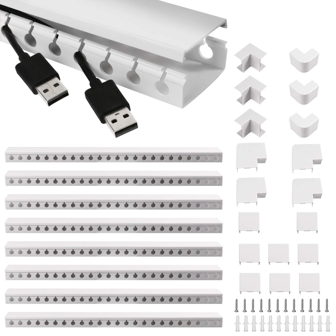 Kabelkanal Selbstklebend, Alritz 9 Stück PVC Kabelabdeckung Kabelmanagement Schreibtisch und TV Kabe