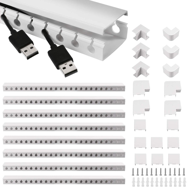 Kabelkanal Selbstklebend, Alritz 9 Stück PVC Kabelabdeckung Kabelmanagement Schreibtisch und TV Kabe