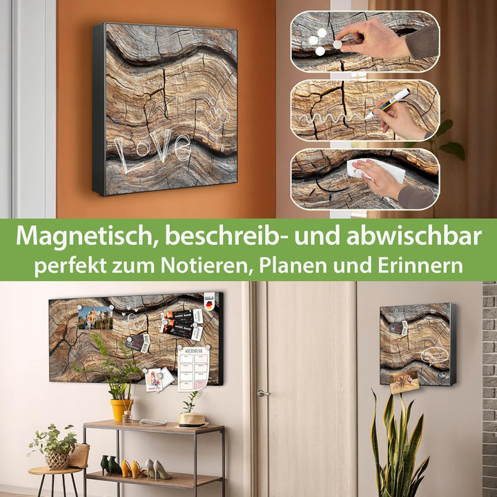 banjado Grosser Schlüsselkasten Glas - Schlüsselbox 30x30cm mit 50 Haken - Schlüsselkasten modern fü