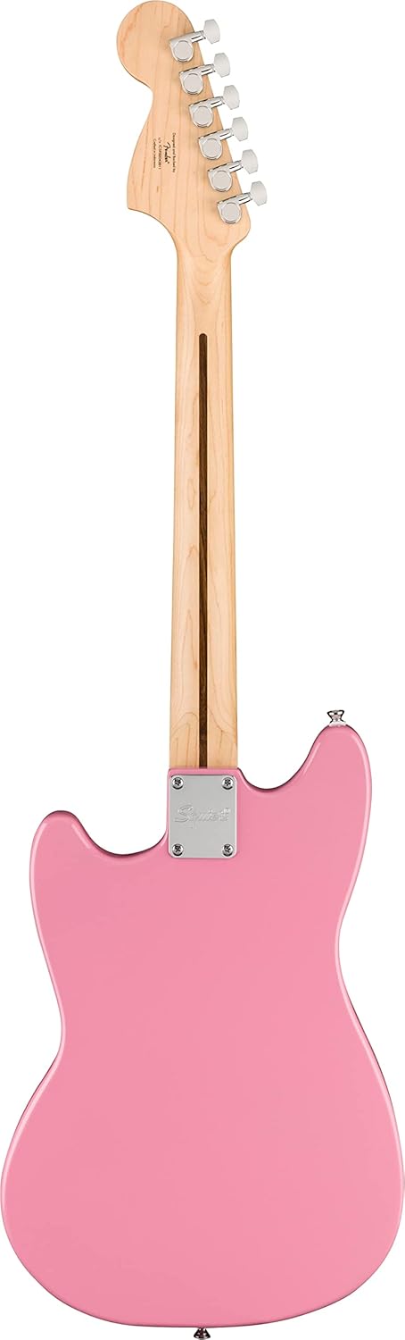 Squier by Fender Sonic Mustang® HH E-Gitarre, Griffbrett aus Ahorn, weisses Schlagbrett, Flash Pink