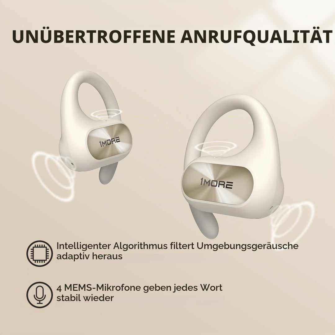 1MORE Fit SE S30 Open Ear Kopfhörer, 5.3 Bluetooth Kabellose Headphones mit 4 mikrofon, Earbuds mit