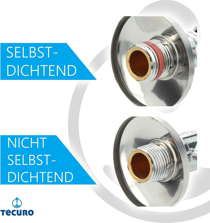 tecuro WAS-Ventil Kombieckventil Geräteventil Anschlussventil-selbstdichtend 1/2 Zoll Wandanschluss