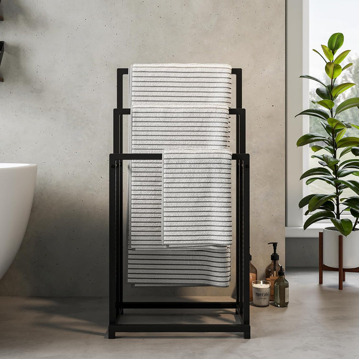 Handtuchhalter, Handtücher Handtuchständer freistehend mit 3 Handtuchstangen, Badezimmer Badetuchhal