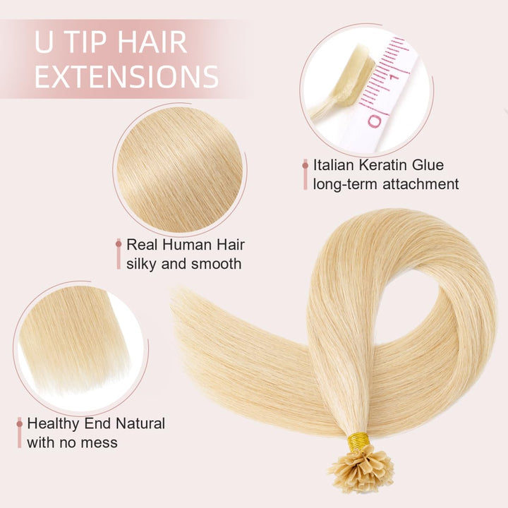 Extensions Echthaar Bondings Haarverlängerung Glatt Natürlich Weich Haarteil Keratin U Tip 1 Gramm/S