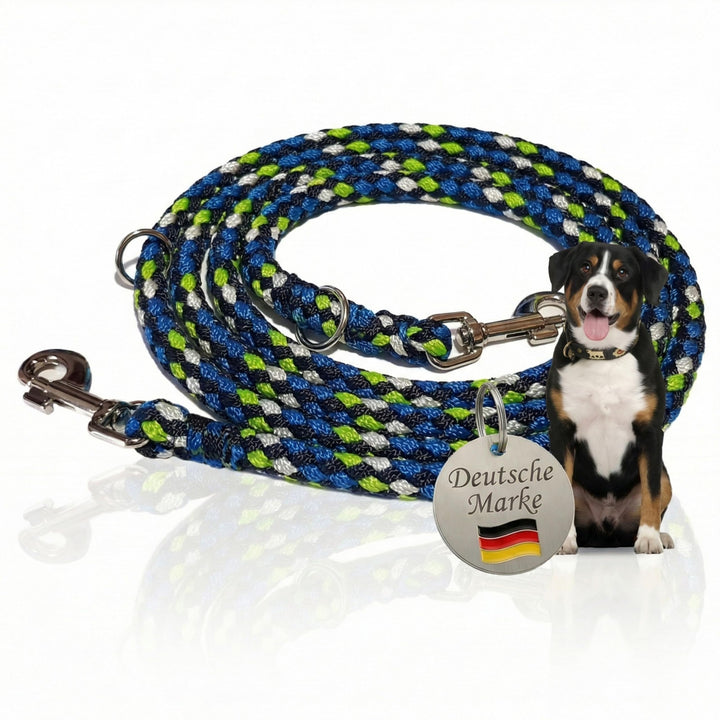 Geflochtene Hundeleine für grosse Hunde bis 60 kg | 4-Fach verstellbare Führleine | 2,80 m lang | Du