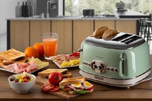 Ariete,156 Toaster im Vintage-Design für 4 Scheiben, 1600 W, 6 Toaststufen, aus lackiertem Edelstahl
