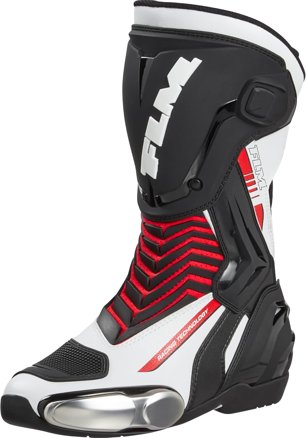 FLM Mandalika Damen Motorradstiefel Lang – Wasserdicht & Atmungsaktiv – Rutschfeste Sohle – Schwarz