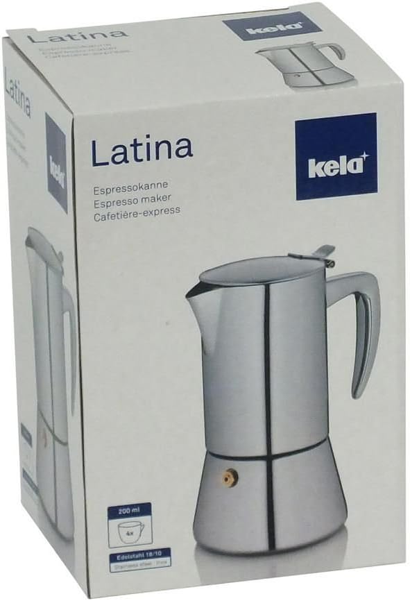 Kela 10835 Espressokanne, 4 Tassen, 200 ml, Induktionsgeeignet, Edelstahl, Latina 200 ml Latina, 200