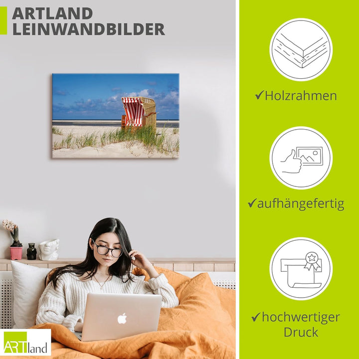 ARTland Leinwandbilder Wandbild Bild auf Leinwand 60x40 cm Wanddeko Maritime Deko Sommer Meer Nordse