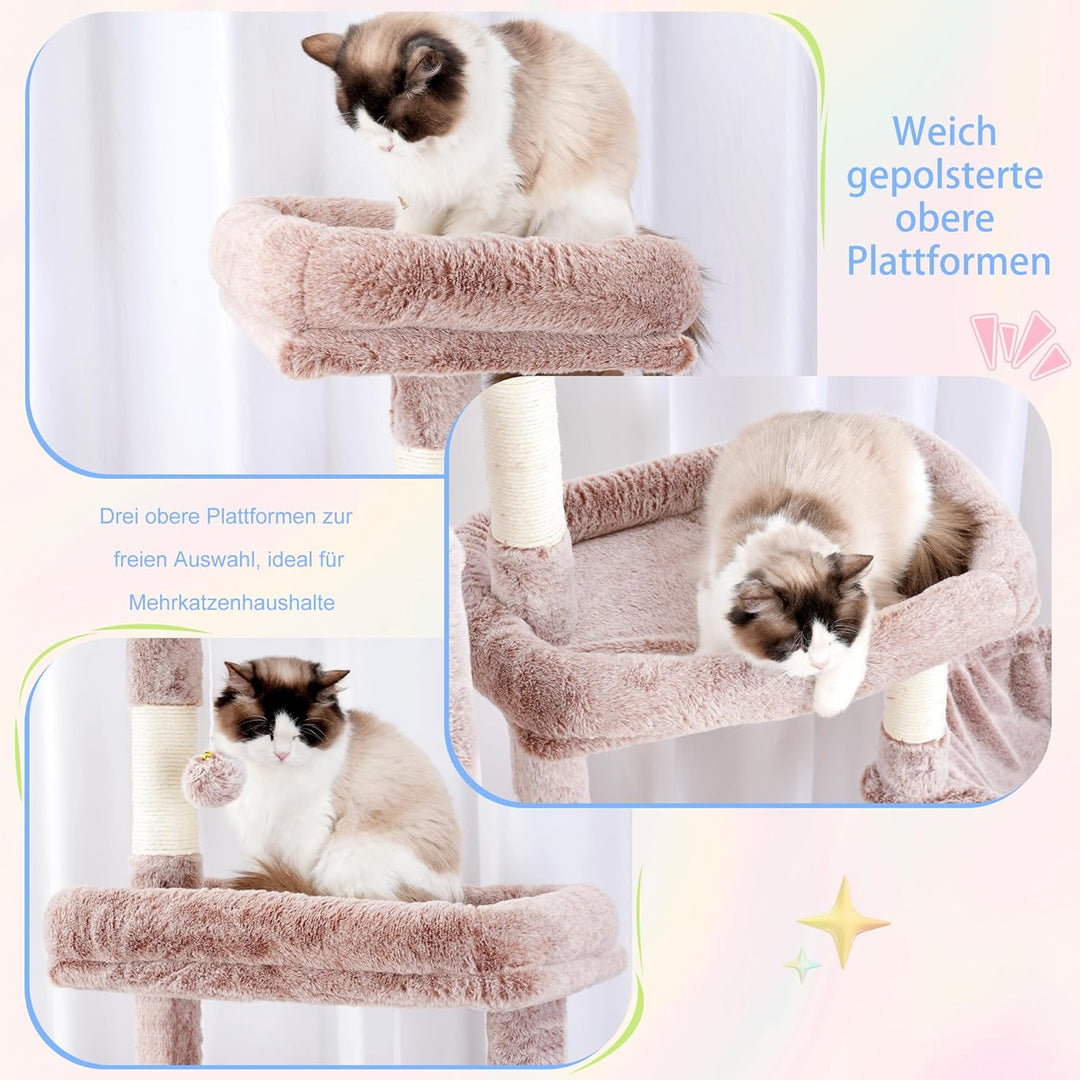 Hey-brother XXL Kratzbaum für gross Katzen, 180 cm hoch Stabil Katzenbaum mit rechts erweitert mit 3
