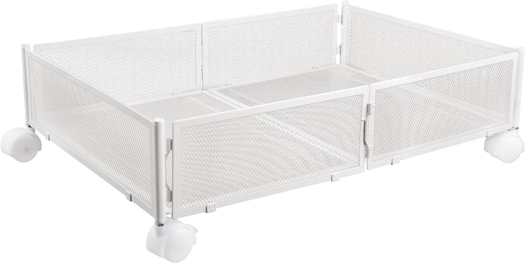 HUOLE Schublade unter dem Bett, zusammenklappbar, aus Metall, Aufbewahrungskorb unter dem Bett, Roll