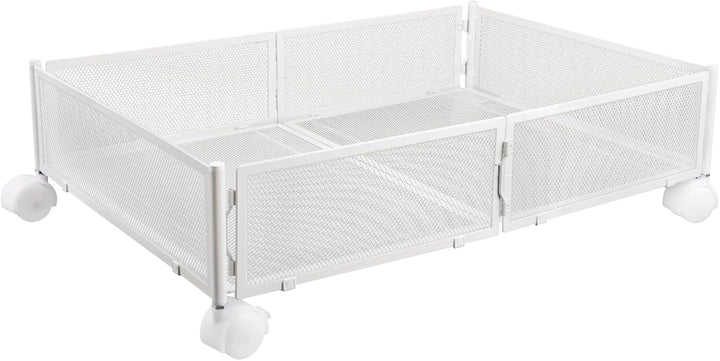 HUOLE Schublade unter dem Bett, zusammenklappbar, aus Metall, Aufbewahrungskorb unter dem Bett, Roll