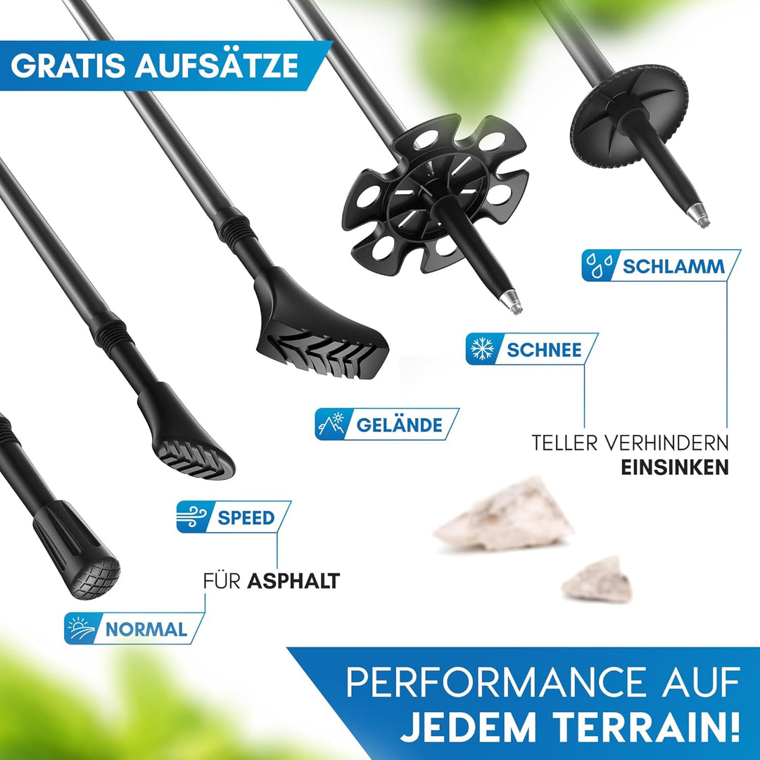 NORDMUT® Wanderstöcke faltbar aus ultraleichten Aluminium oder Carbon - ab 1,50m oder 1,65m - stabil