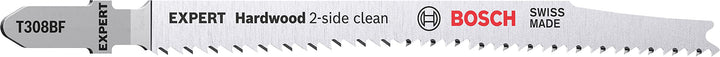 Bosch Professional 100x Stichsägeblatt Expert ‘Hardwood 2-Side Clean’ T 308 BF (für Kunststoffbeschi