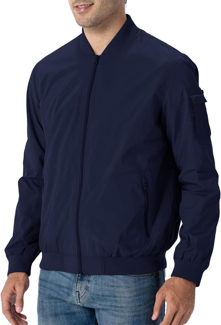 YSENTO Herren Bomberjacke Leichte Übergangsjacke Blouson Windbreaker Stehkragen Baseball Fliegerjack