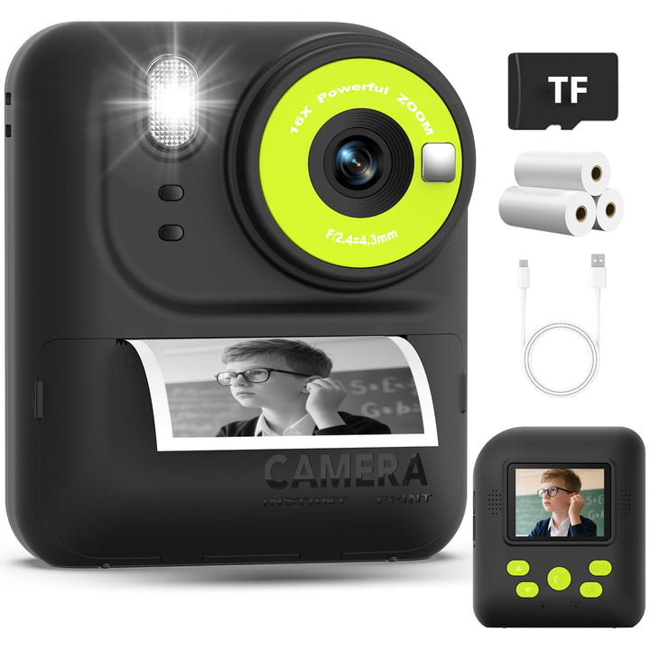 Kinder Sofortbildkamera 1080P HD mit microSD-Karte & Fotopapier – Kinderkamera Digitale Videokamera
