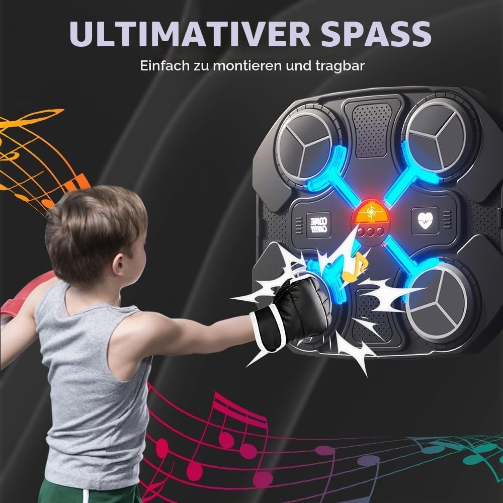 OneNine Bluetooth Music Boxing Machine, Boxmaschine mit Musik, Wandmontiertes Boxziel, LED Musik Box