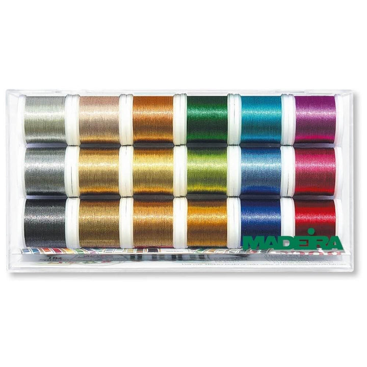 Madeira Klare Box: Metallic: Glatt: 18 x 200 m: Spulen, Metall, Assorted, One Size, 200