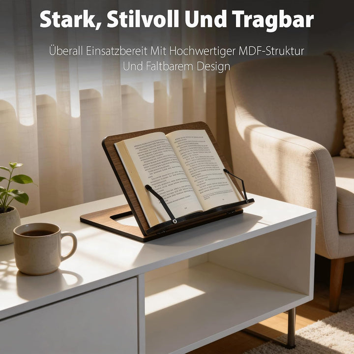 Vigo Wood Buchständer, Rezeptbuchständer, Kochbuchständer für die Küche, Bücherständer für die Anzei