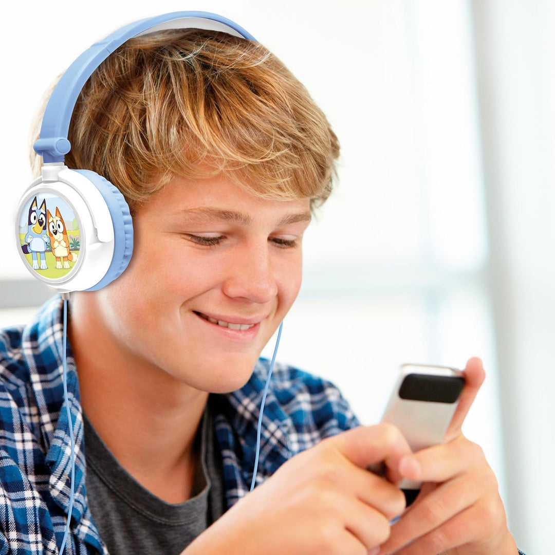 Lexibook, kabelgebundener Faltbarer Stereo-Kopfhörer mit Lautstärkebegrenzung Bluey, Blau, HP010BY,