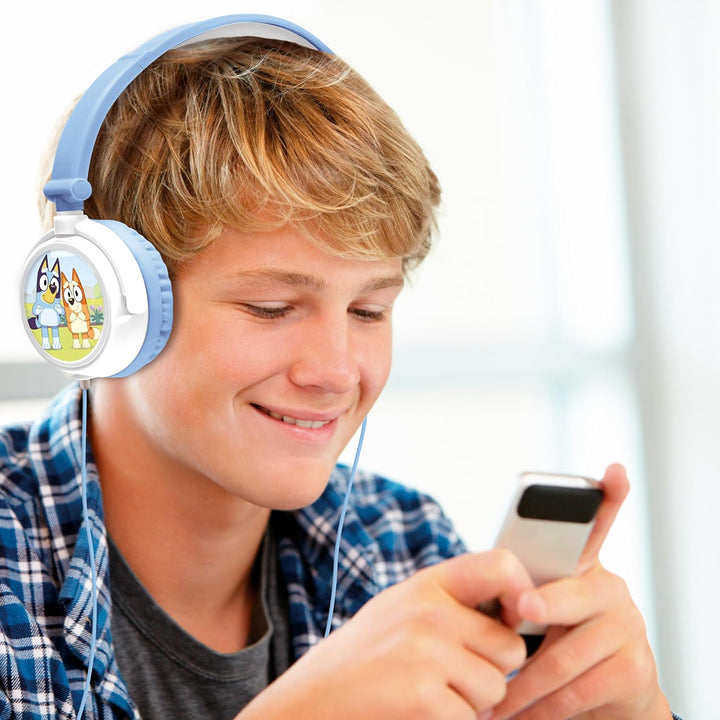 Lexibook, kabelgebundener Faltbarer Stereo-Kopfhörer mit Lautstärkebegrenzung Bluey, Blau, HP010BY,