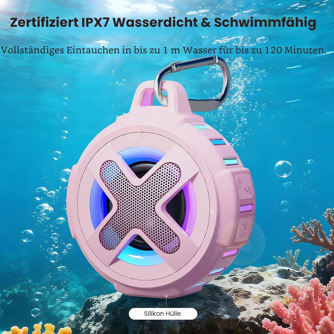 Xleader Rosa Mini Bluetooth Lautsprecher, Zertifiziert IPX7 wasserdicht Dusche Pool schwimmende Laut