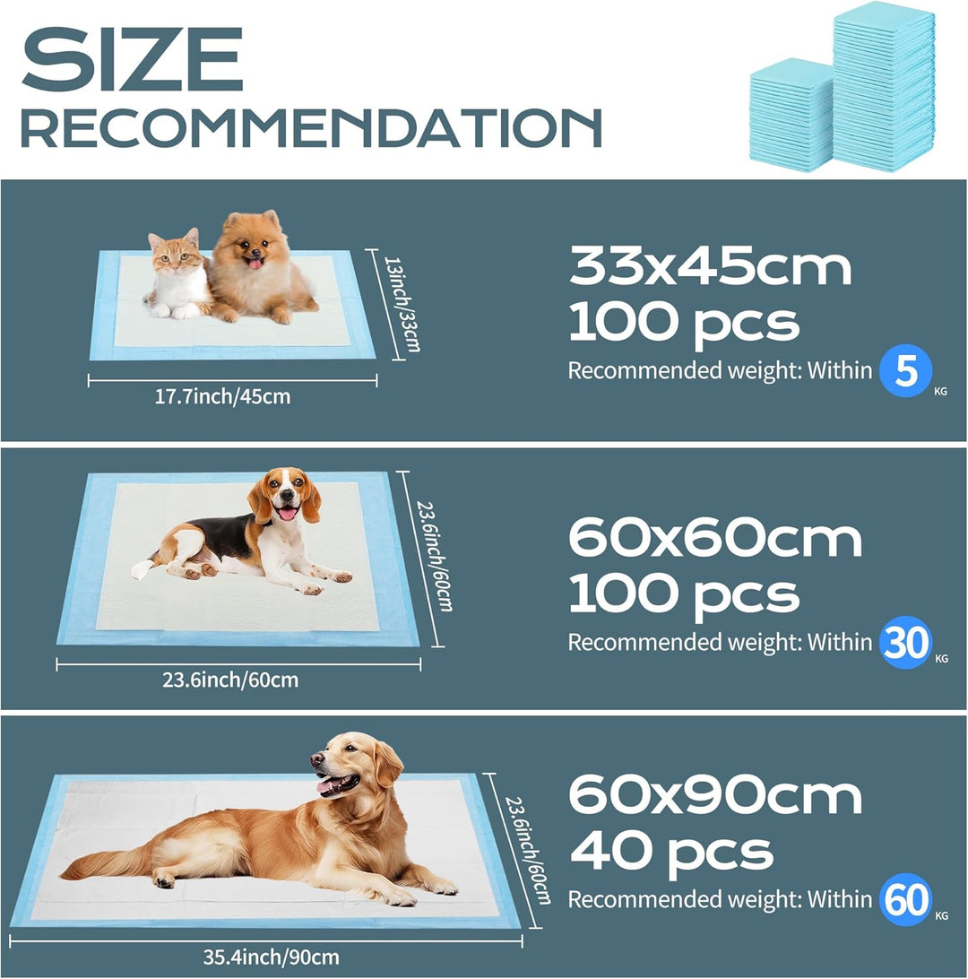 PIPI Matten für Hunde, 100 Stück Trainingspads, Wickelunterlagen Einweg 60X60cm, Einmalunterlagen, A