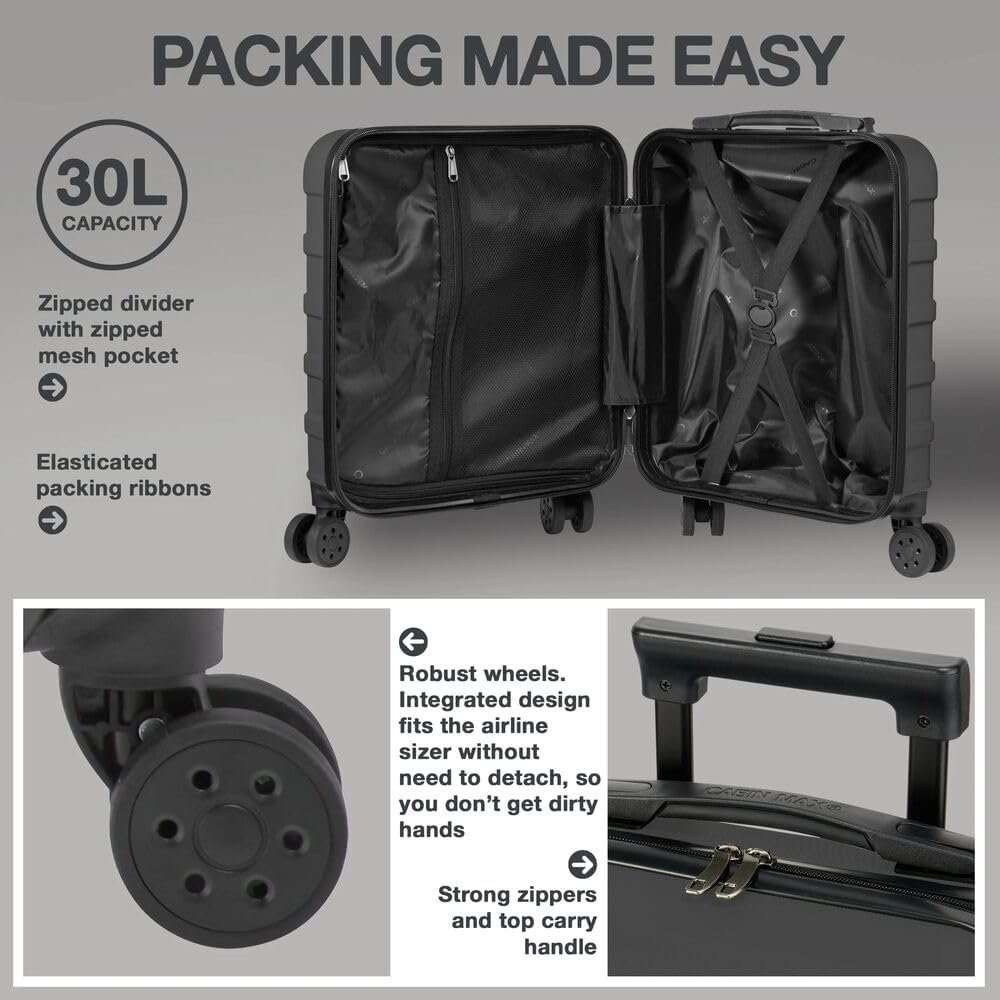 Cabin Max Anode 30L 45x36x20 cm Handgepäck Koffer – leicht, Hartschale, 4 Räder, 45 x 36 x 20 cm Lei