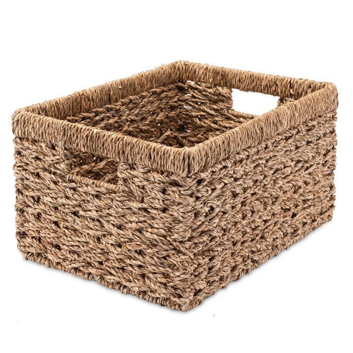 Decorasian Aufbewahrungskorb Regalkorb, geflochten aus Seegras - sehr stabil - L L (40cmx29cmx22cm)