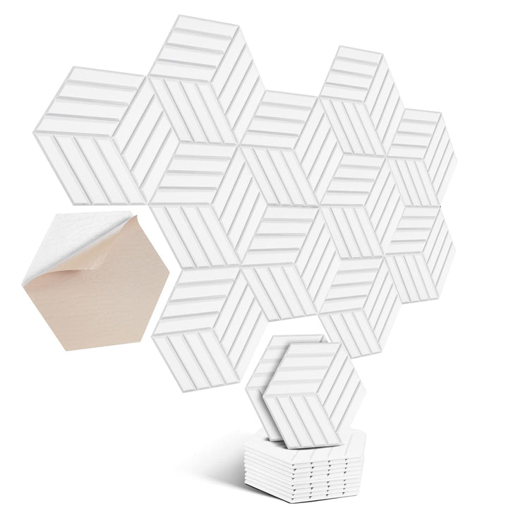 Hexagon Akustikplatten selbstklebend 12 Stück I Schallabsorber Schallschutz mit hoher Dichte für Wan