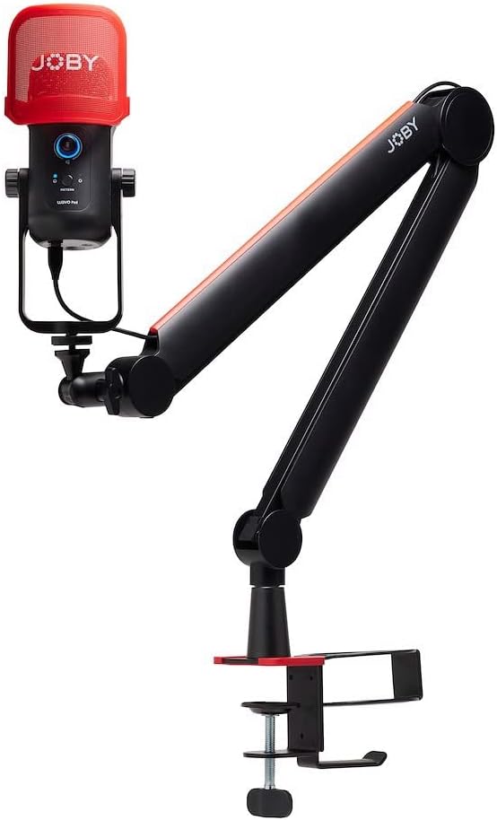 JOBY Wavo Boom Arm, Professioneller Boom Mikrofonarm für Streamer und Podcaster, Silent Boom Arm, Be