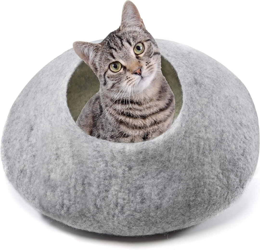 aumondo Filz Katzenhöhle, Katzenbett, Kuschelhöhle für Katzen. Liebevoll handgefertigt für Deine Kat
