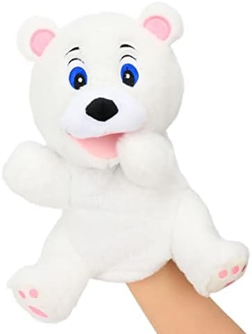 Hopearl Plüsch weisse Bär Handpuppe mit offenem beweglichem Mund für fantasievolles Spiel, Rollenspi