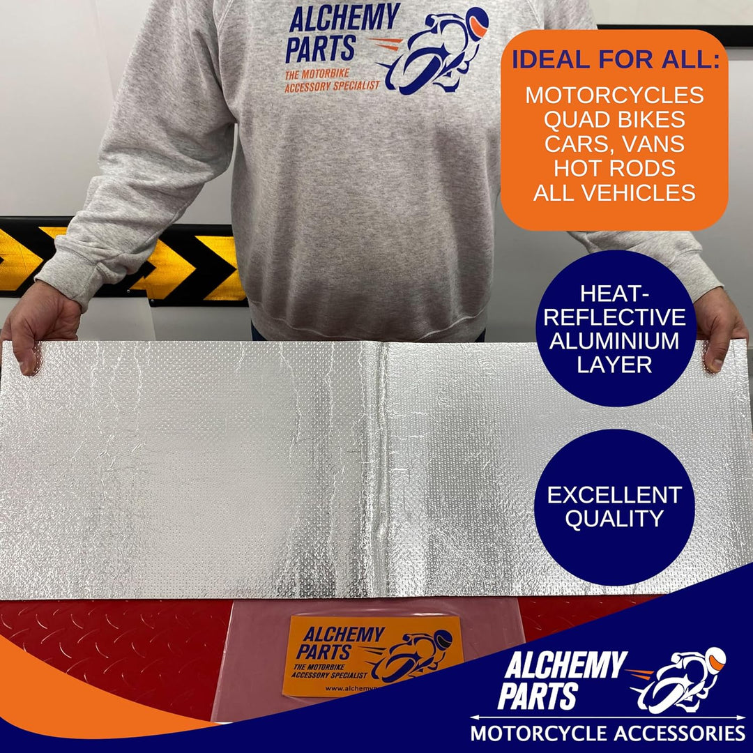 2 X Hitzeschutz Selbstklebend Auspuff oder Motor Aluminium Reflektierend Blatt 100cm x 33cm Ideal fü