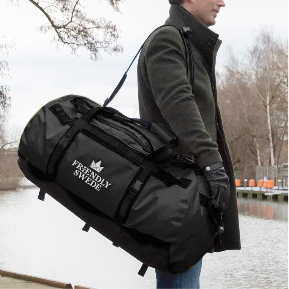 The Friendly Swede Wasserfeste Reisetasche Duffle Bag Rucksack - 30L / 60L / 90L - Seesack, Sporttas