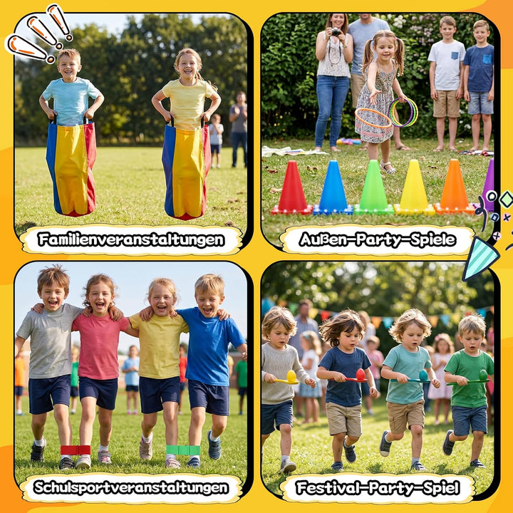 Outdoor Karnevals Spiele, Sackhüpfen Säcke, Eierlauf Spiel, Ringwurfspiel, Kartoffelsackbeutel, 3-be