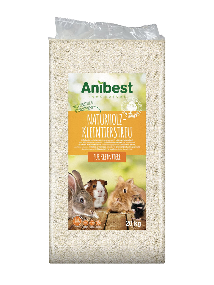 Anibest Kleintierstreu, 100 % natürliche Einstreu für Kaninchen, Hamster, Meerschweinchen & Co, saug