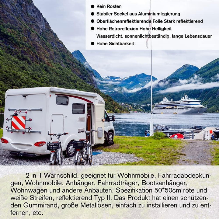 Melko Warntafel Spanien & Italien INKL. 4 Spannseile 2in1, Heckträger, Auto, Wohnmobil oder Wohnwage